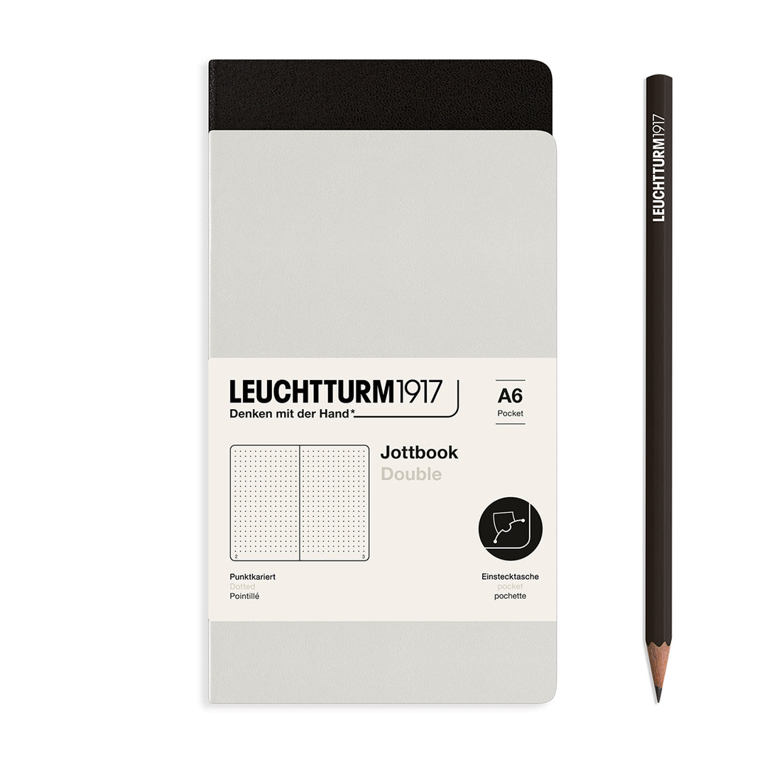 Leuchtturm1917 - Jottbook Double - A6 - Pack of 2 - Light Grey & Black