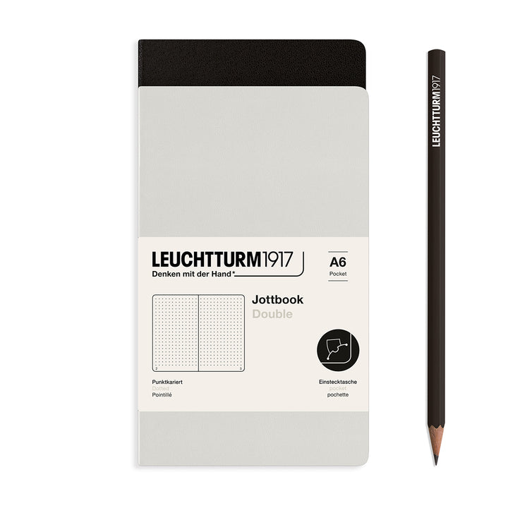Leuchtturm1917 - Jottbook Double - A6 - Pack of 2 - Light Grey & Black