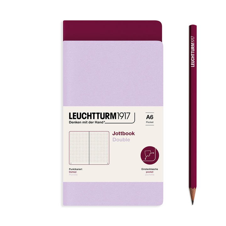 Leuchtturm1917 - Jottbook Double - A6 - Pack of 2 - Lilac & Port Red
