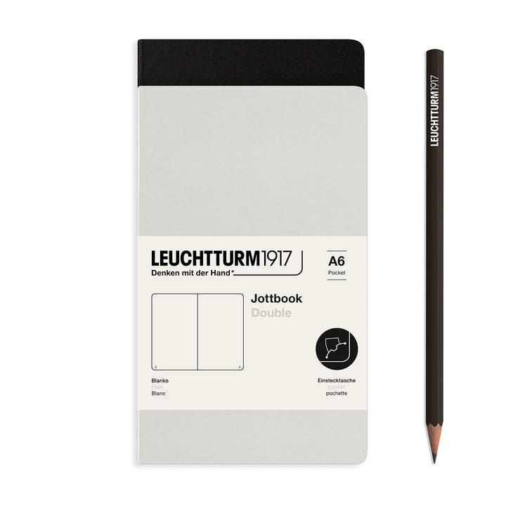 Leuchtturm1917 - Jottbook Double - A6 - Pack of 2 - Light Grey & Black