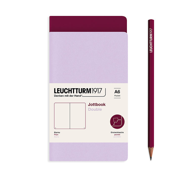 Leuchtturm1917 - Jottbook Double - A6 - Pack of 2 - Lilac & Port Red