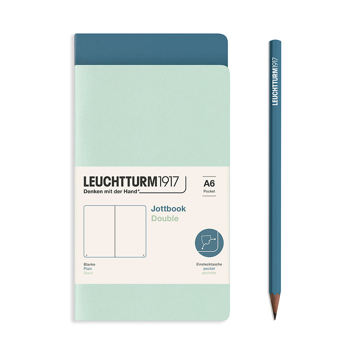 Leuchtturm1917 - A6 Jottbook Double - Pack of 2 - Mint Green & Stone Blue