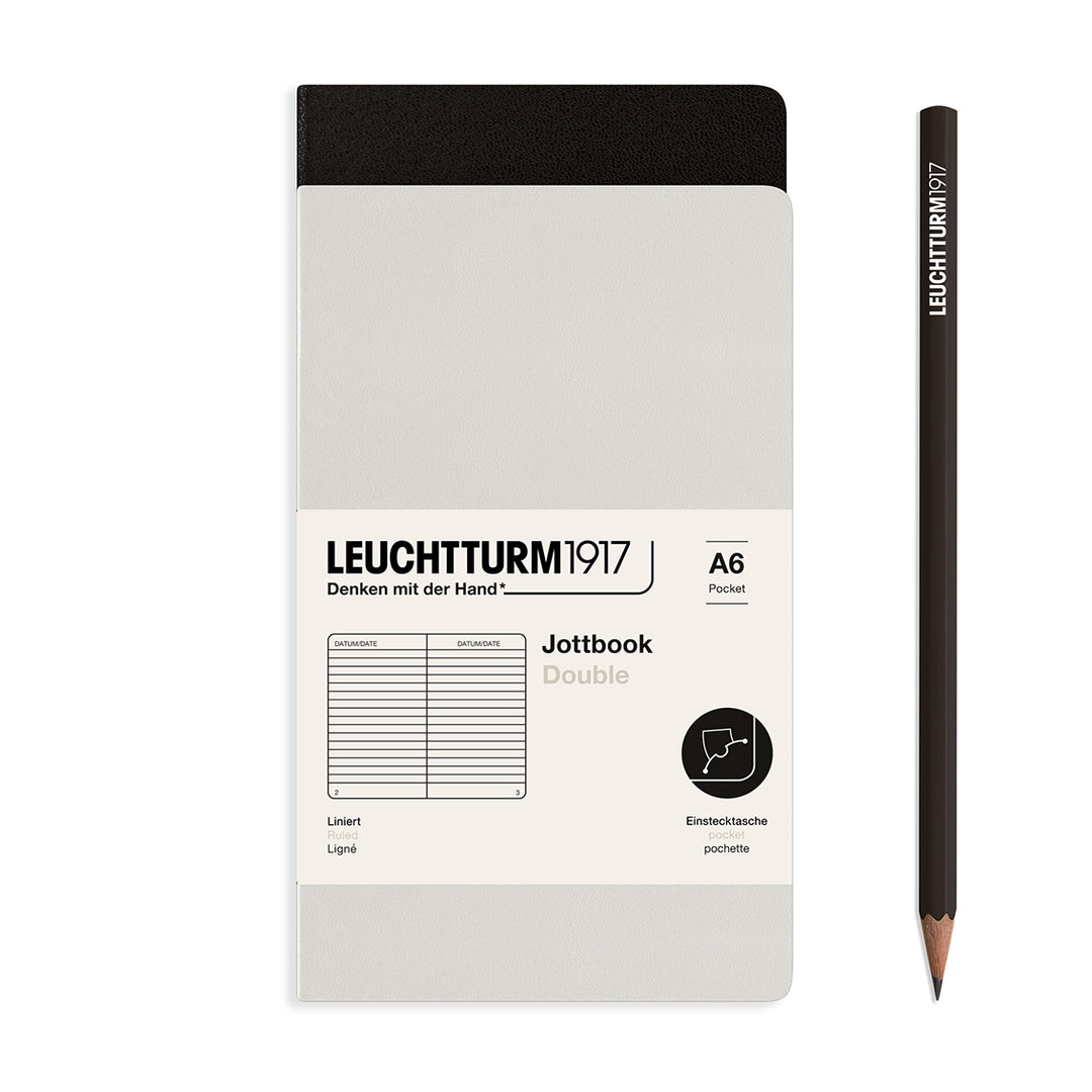Leuchtturm1917 - Jottbook Double - A6 - Pack of 2 - Light Grey & Black