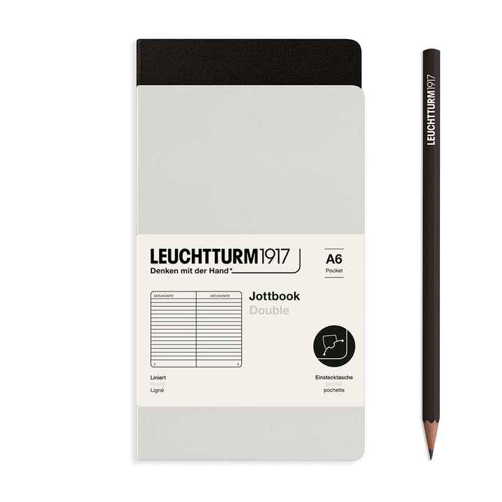 Leuchtturm1917 - Jottbook Double - A6 - Pack of 2 - Light Grey & Black