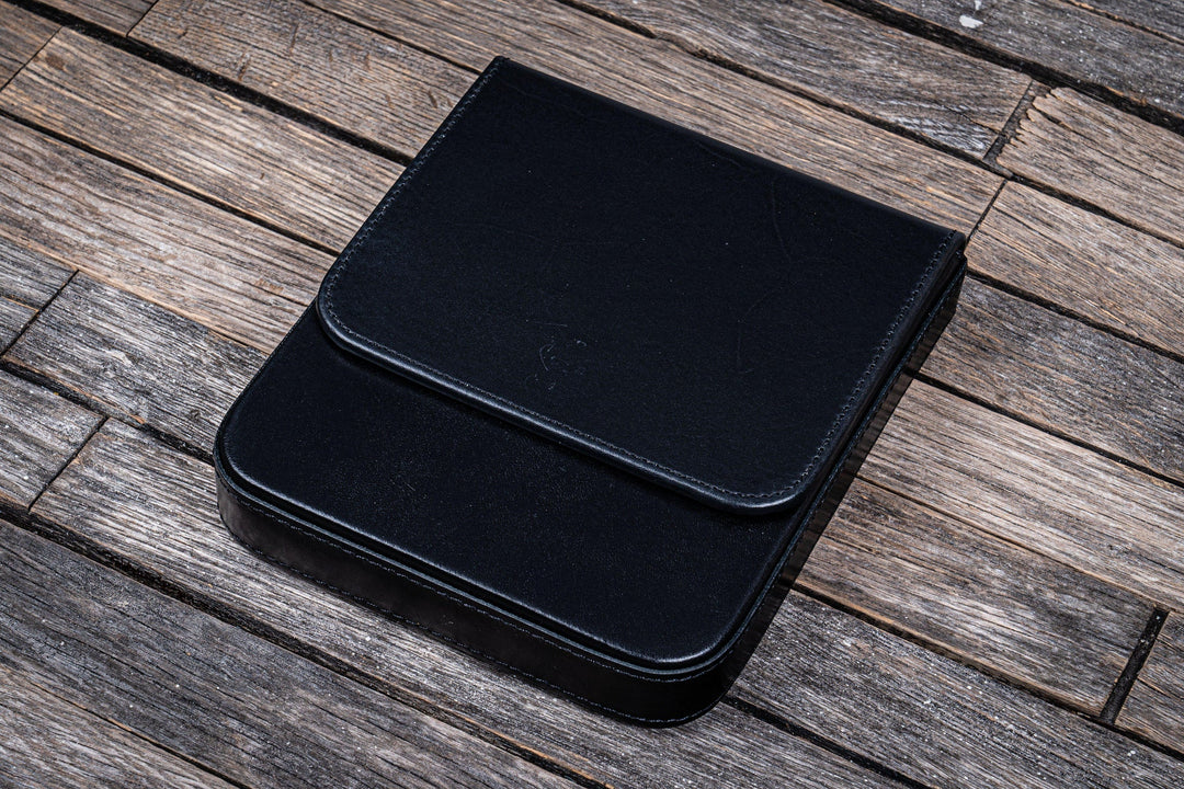 Galen Leather - Leather Magnum Opus 6 Slots Hard Pen Case with Removable Pen Tray - Black