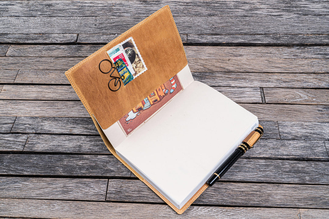Galen Leather - Leather Slim A5 Notebook / Planner Cover - Crazy Horse Honey Ochre