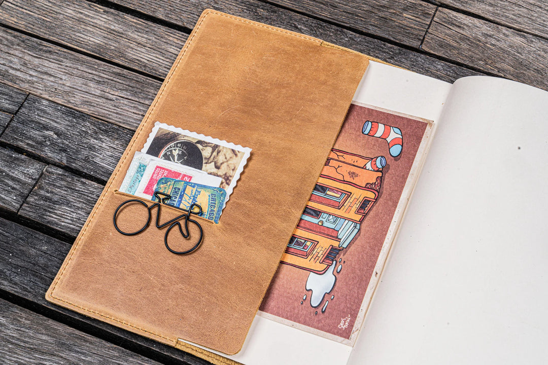 Galen Leather - Leather Slim A5 Notebook / Planner Cover - Crazy Horse Honey Ochre