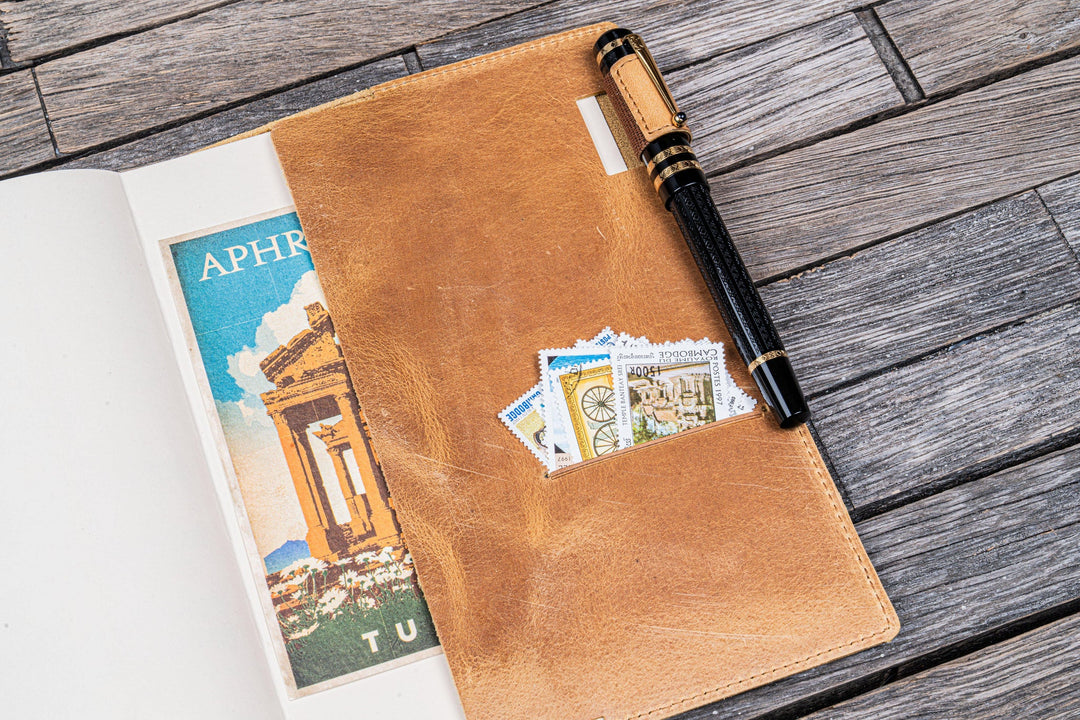 Galen Leather - Leather Slim A5 Notebook / Planner Cover - Crazy Horse Honey Ochre