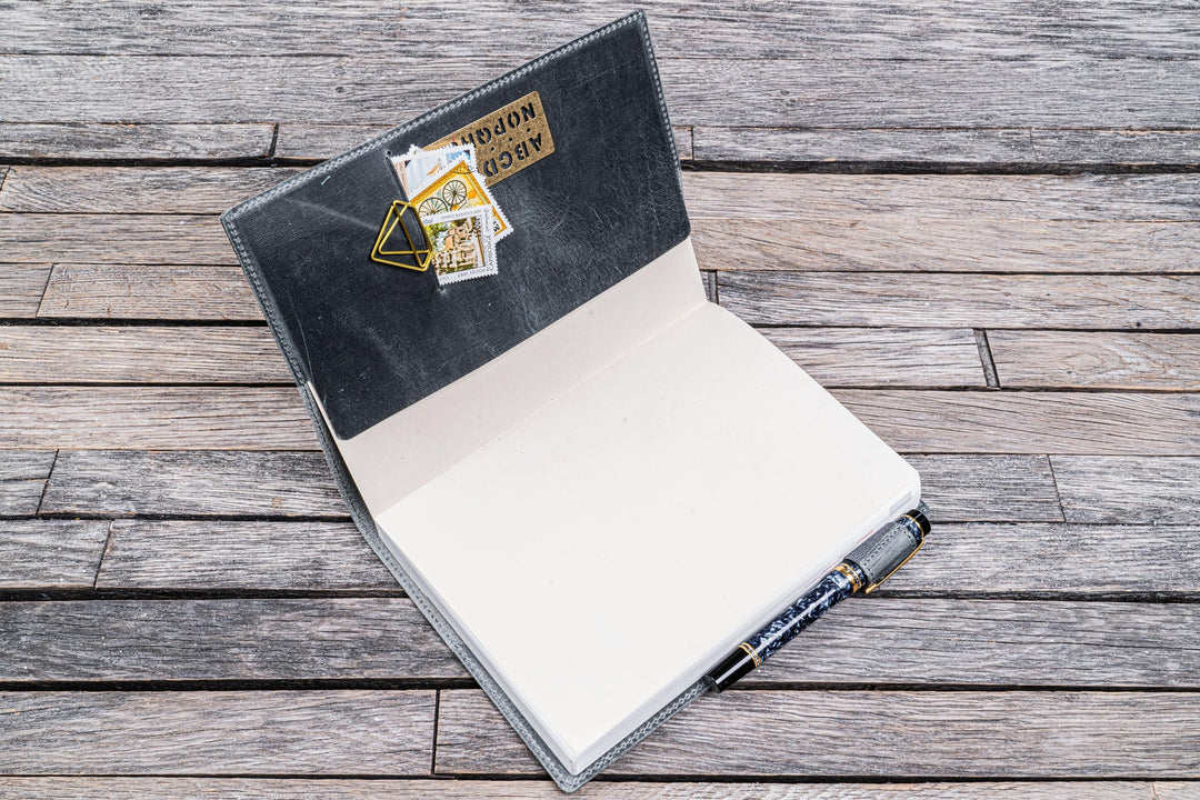 Galen Leather - Leather Slim A5 Notebook / Planner Cover - Crazy Horse Smoky