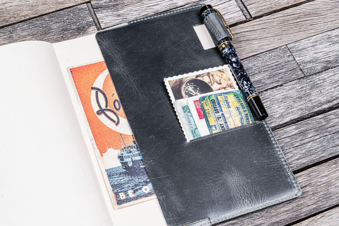Galen Leather - Leather Slim A5 Notebook / Planner Cover - Crazy Horse Smoky