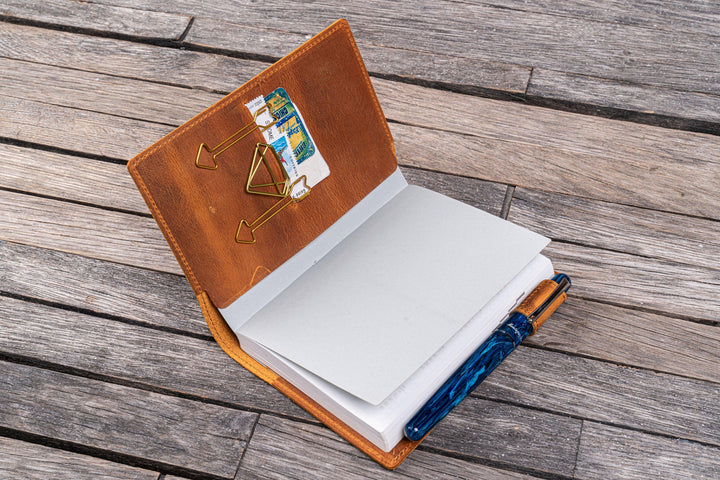 Galen Leather - Leather Slim A6 Notebook / Planner Cover - Crazy Horse Brown