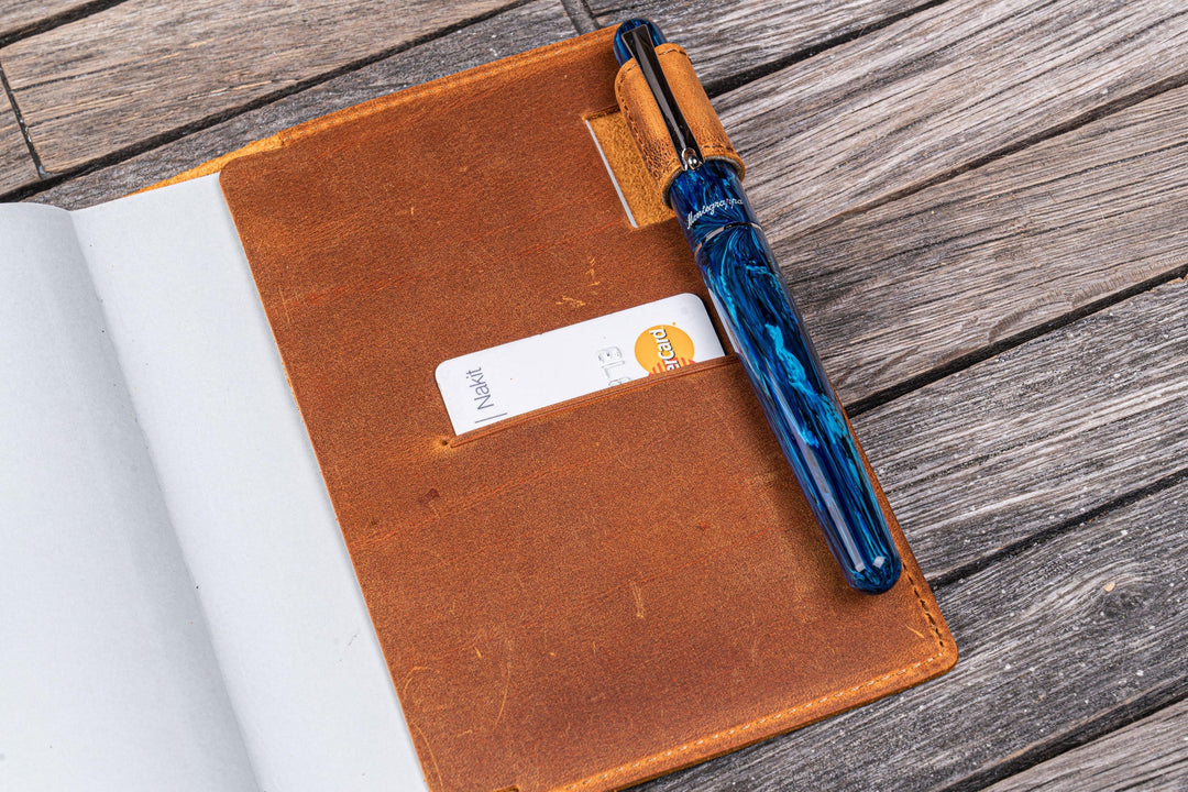 Galen Leather - Leather Slim A6 Notebook / Planner Cover - Crazy Horse Brown