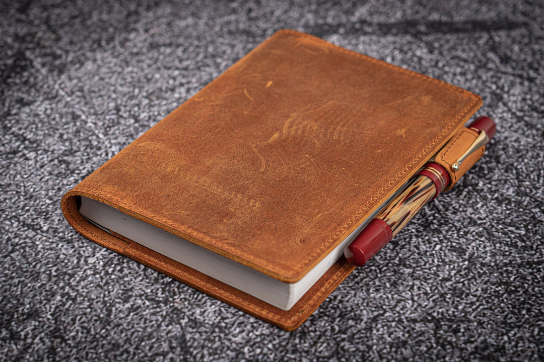 Galen Leather - Leather Slim A6 Notebook / Planner Cover - Crazy Horse Brown