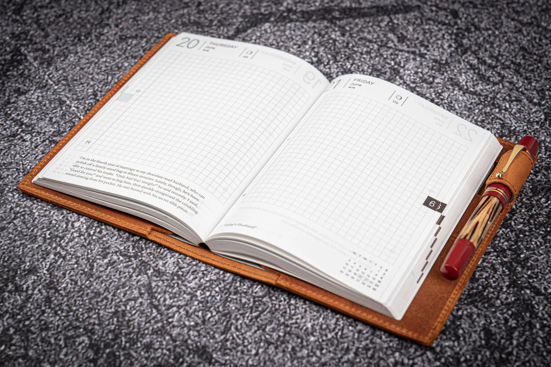 Galen Leather - Leather Slim A6 Notebook / Planner Cover - Crazy Horse Brown