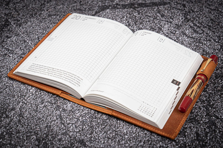 Galen Leather - Leather Slim A6 Notebook / Planner Cover - Crazy Horse Brown