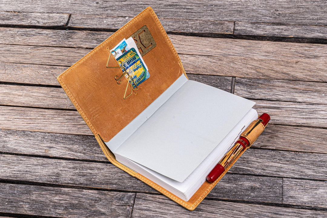 Galen Leather - Leather Slim A6 Notebook / Planner Cover - Crazy Horse Honey Ochre
