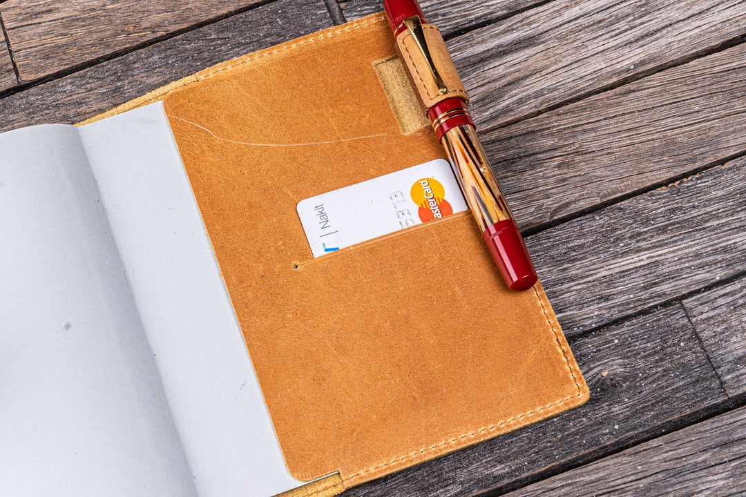 Galen Leather - Leather Slim A6 Notebook / Planner Cover - Crazy Horse Honey Ochre