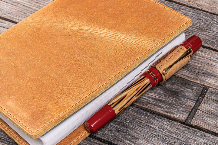 Galen Leather - Leather Slim A6 Notebook / Planner Cover - Crazy Horse Honey Ochre