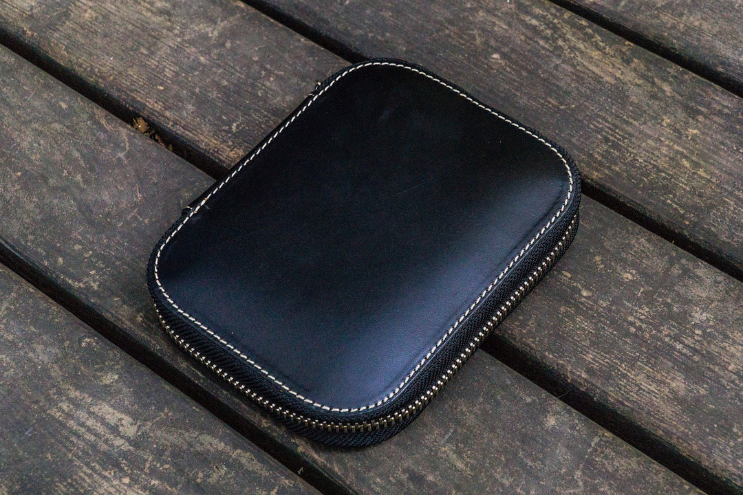 Galen Leather - Leather Zippered 10 Slots Pen Case - Black