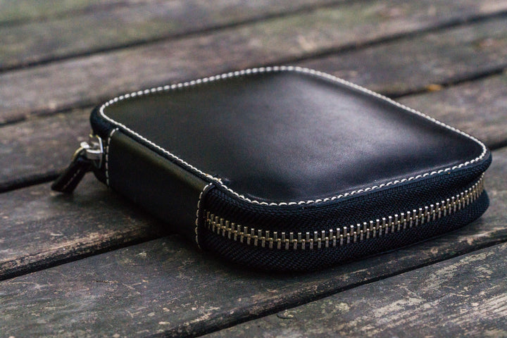 Galen Leather - Leather Zippered 10 Slots Pen Case - Black