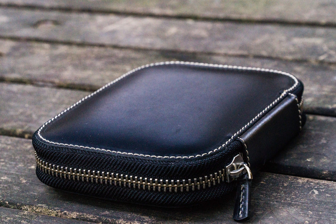 Galen Leather - Leather Zippered 10 Slots Pen Case - Black