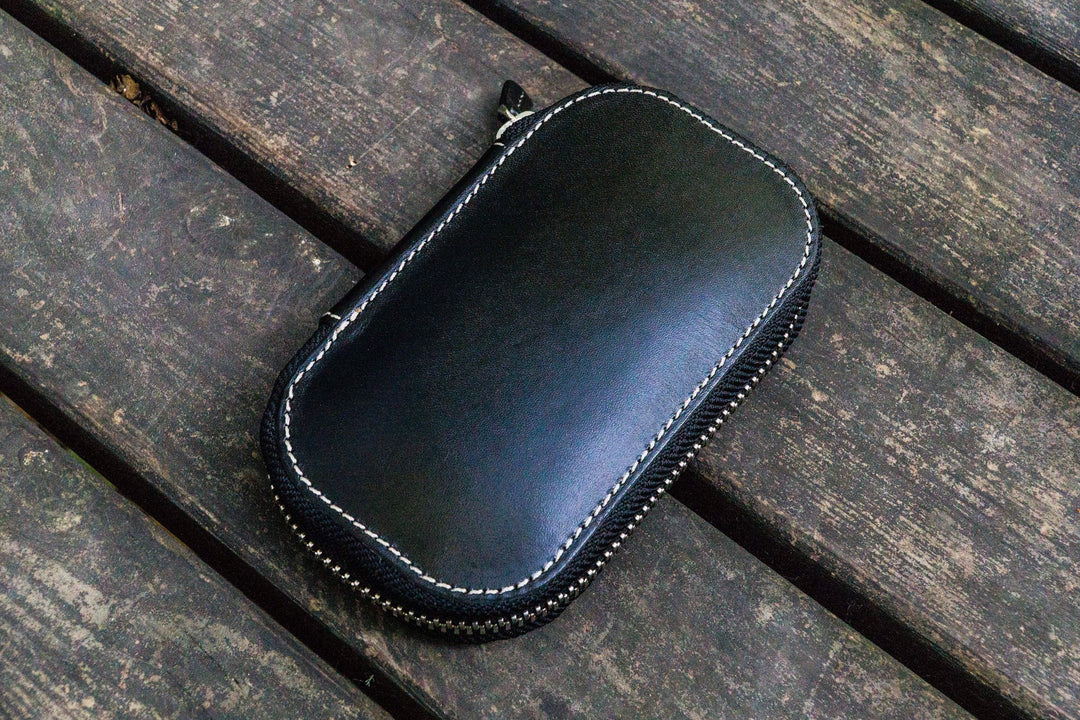 Galen Leather - Leather Zippered 6 Slots Pen Case - Black