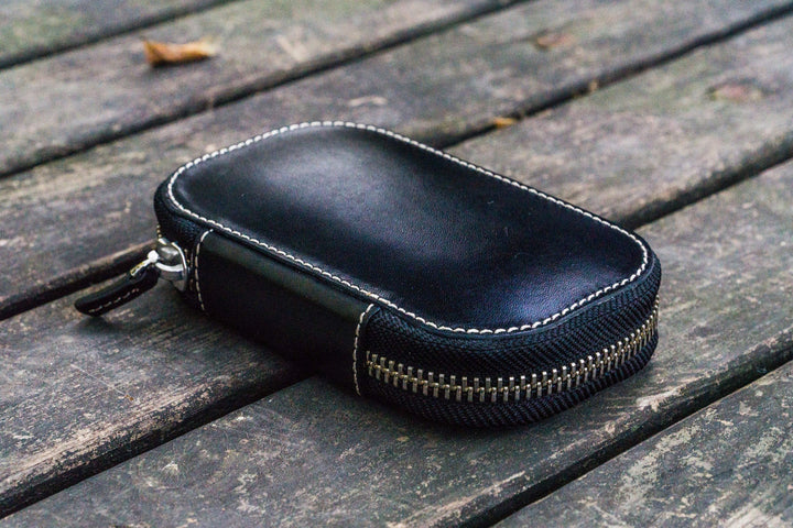 Galen Leather - Leather Zippered 6 Slots Pen Case - Black