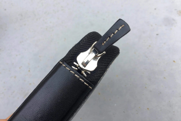 Galen Leather - Leather Zippered 6 Slots Pen Case - Black