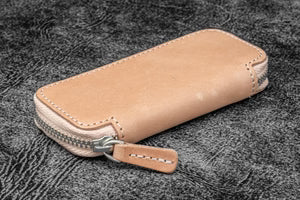 Galen Leather - Leather Zippered Double Pen Case for Kaweco - Pocket Pen - Undyed Leather