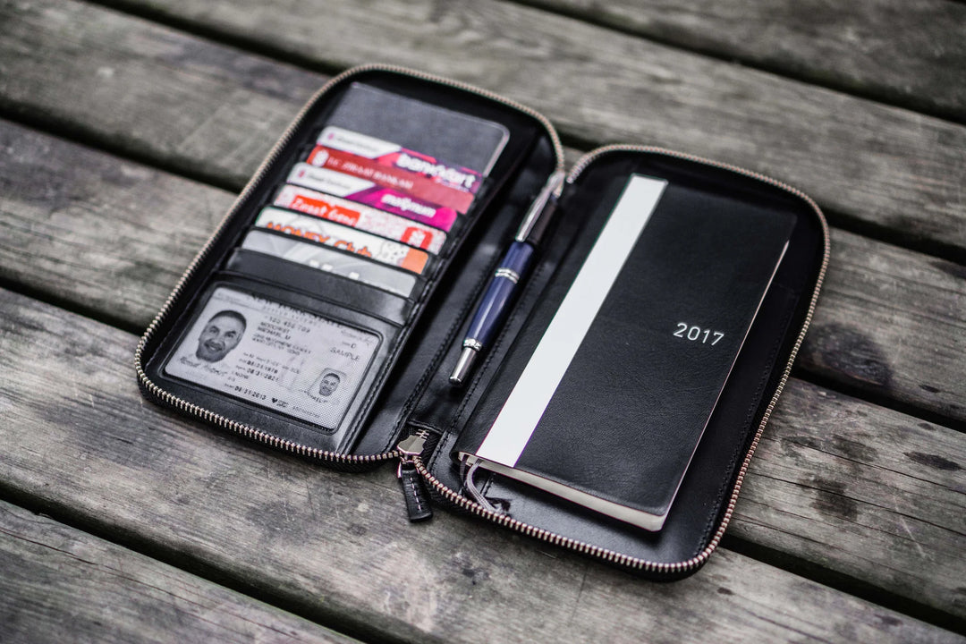 Galen Leather - Leather Zippered Hobonichi Weeks Cover - Black