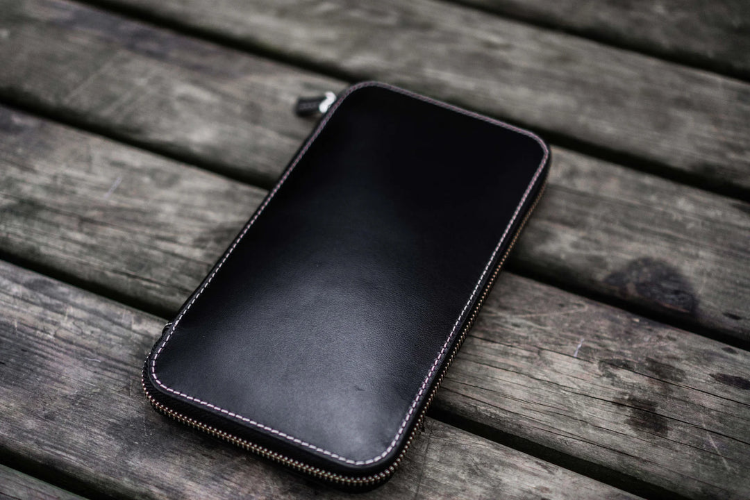 Galen Leather - Leather Zippered Hobonichi Weeks Cover - Black