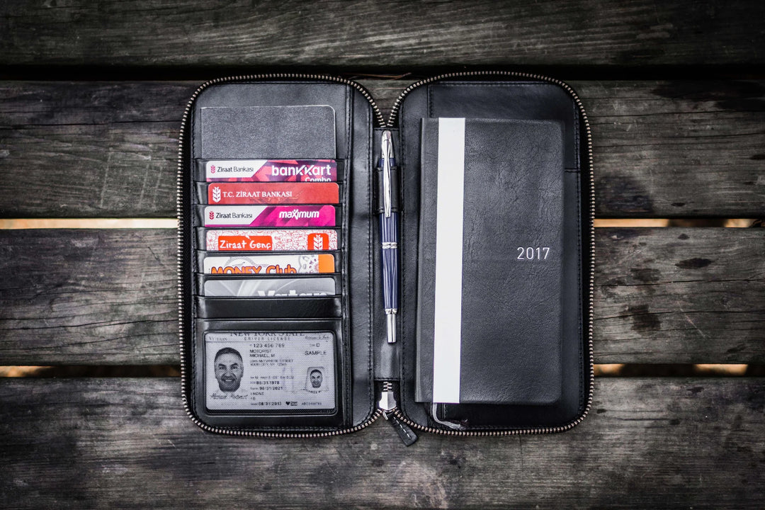 Galen Leather - Leather Zippered Hobonichi Weeks Cover - Black