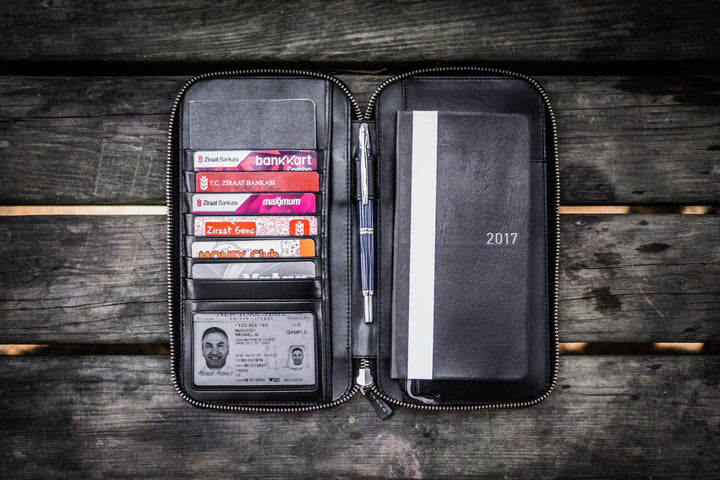 Galen Leather - Leather Zippered Hobonichi Weeks Cover - Black