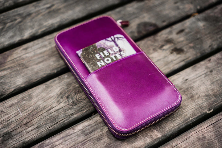 Galen Leather - Leather Zippered Hobonichi Weeks Cover - Purple