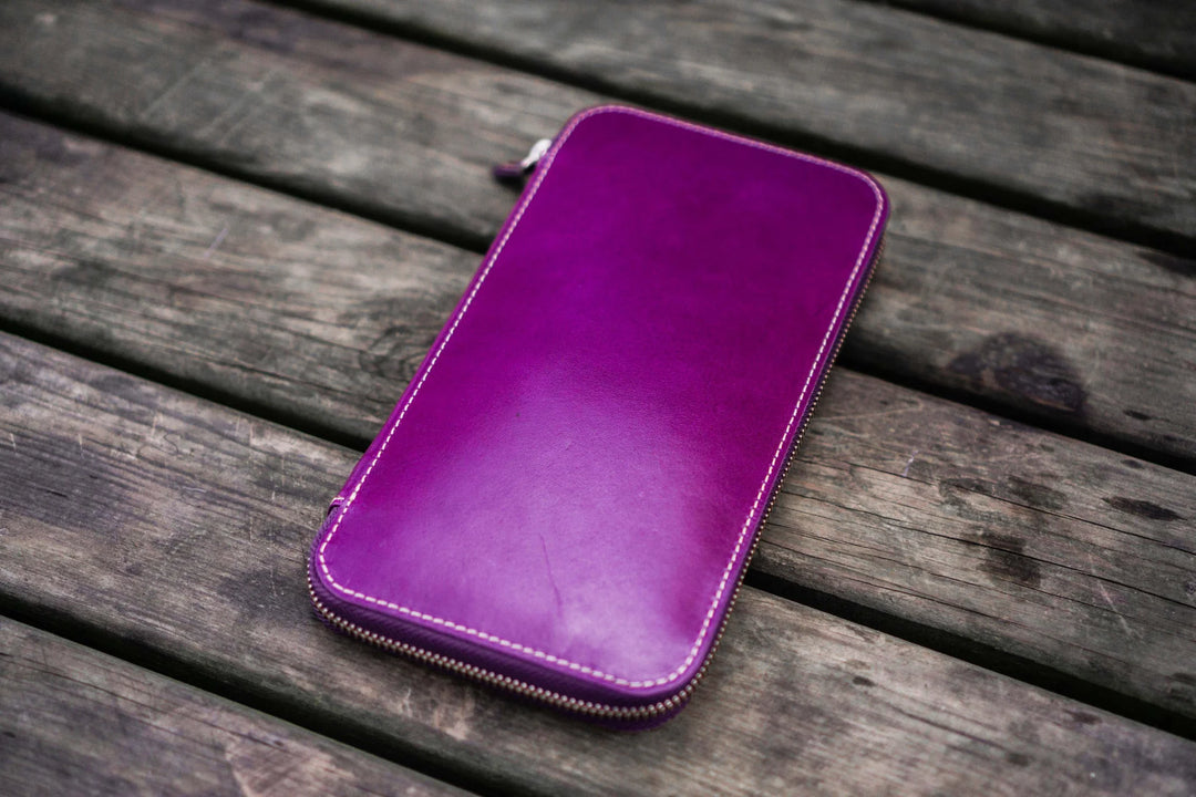 Galen Leather - Leather Zippered Hobonichi Weeks Cover - Purple
