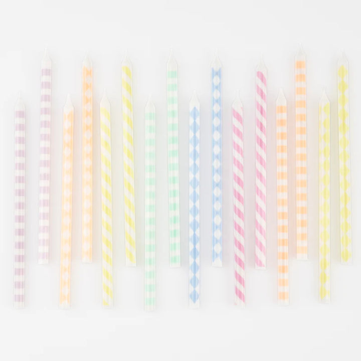MERI MERI - Pastel Patterned Candles  - Set of 16 - Assorted