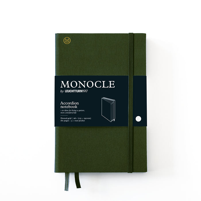 Leuchtturm1917 - Monocle Notebook - B6+ - Wallet/Accordion Notebook - Olive - Dotted