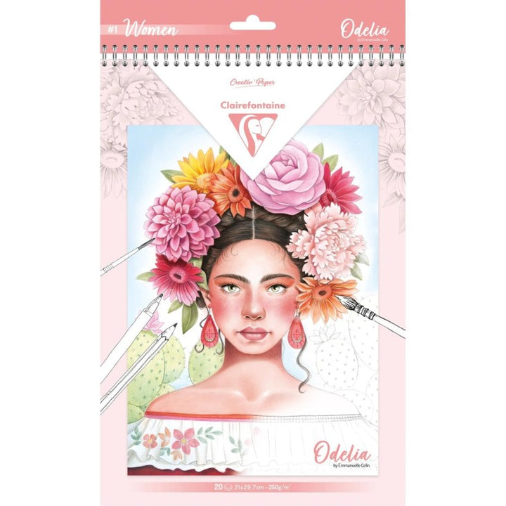 Clairefontaine - ODELIA A4 Multi-technical Colouring Pad of 20 - Women