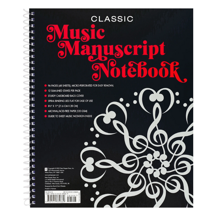 Peter Pauper Press - Classic Music Manuscript Notebook (Regular Staff)