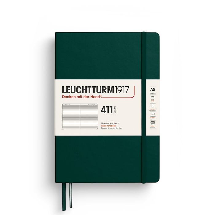 Leuchtturm1917 - Hardcover - A5 Notebook - 411 Numbered Pages - Forest Green