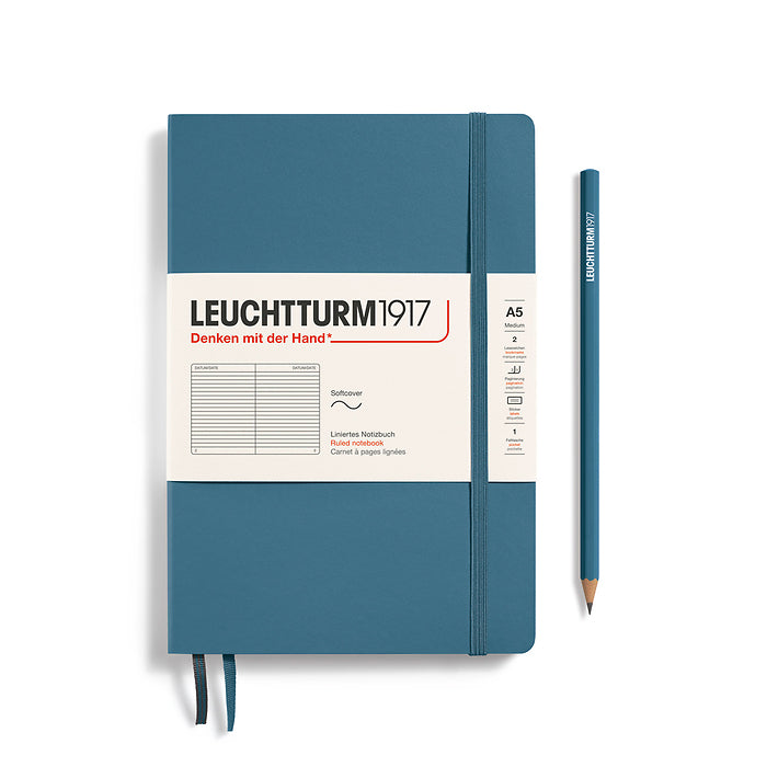 Leuchtturm1917 - Softcover - A5 Notebook - 123 Numbered Pages - Stone Blue