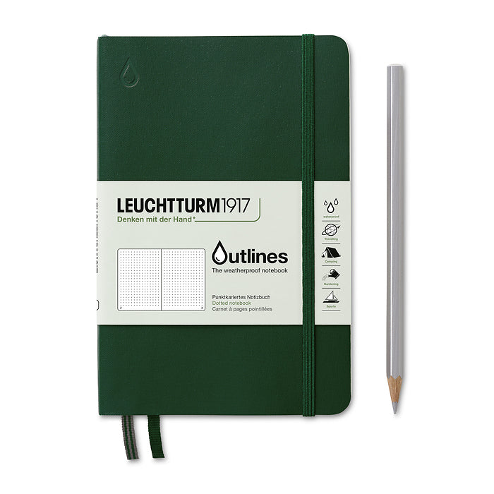 Leuchtturm1917 - Outlines Weatherproof - B6+ Notebook - Softcover - Dotted - Walden Green
