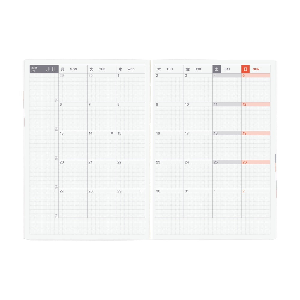 Hobonichi Techo 2026 -  Original (A6) HON Planner Book - Paper Series: Black Gingham - English/January Start/Monday Start