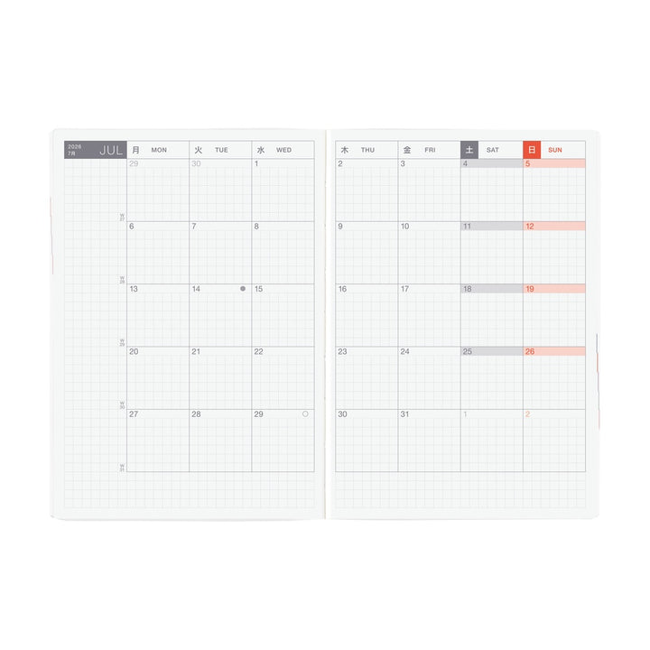 Hobonichi Techo 2026 -  Original (A6) HON Planner Book - Paper Series: Black Gingham - English/January Start/Monday Start