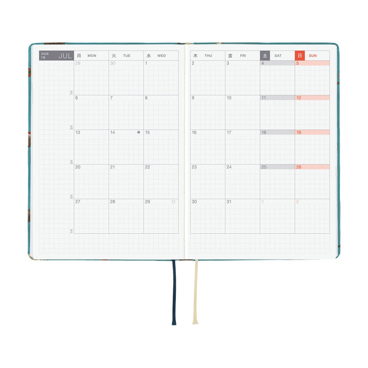 Hobonichi Techo 2026 -  Original (A6) HON Planner Book - Bow & Tie: In the Forest - English/January Start/Monday Start