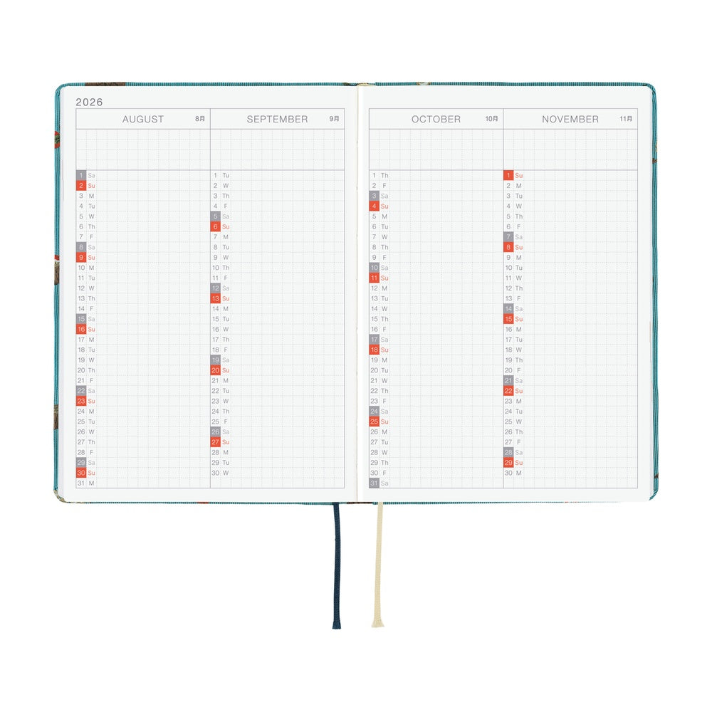 Hobonichi Techo 2026 -  Original (A6) HON Planner Book - Bow & Tie: In the Forest - English/January Start/Monday Start