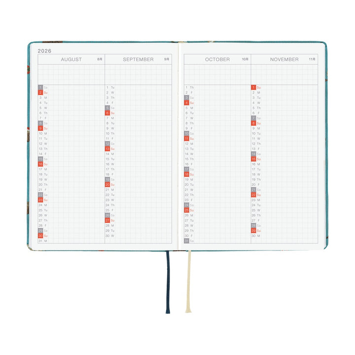 Hobonichi Techo 2026 -  Original (A6) HON Planner Book - Bow & Tie: In the Forest - English/January Start/Monday Start
