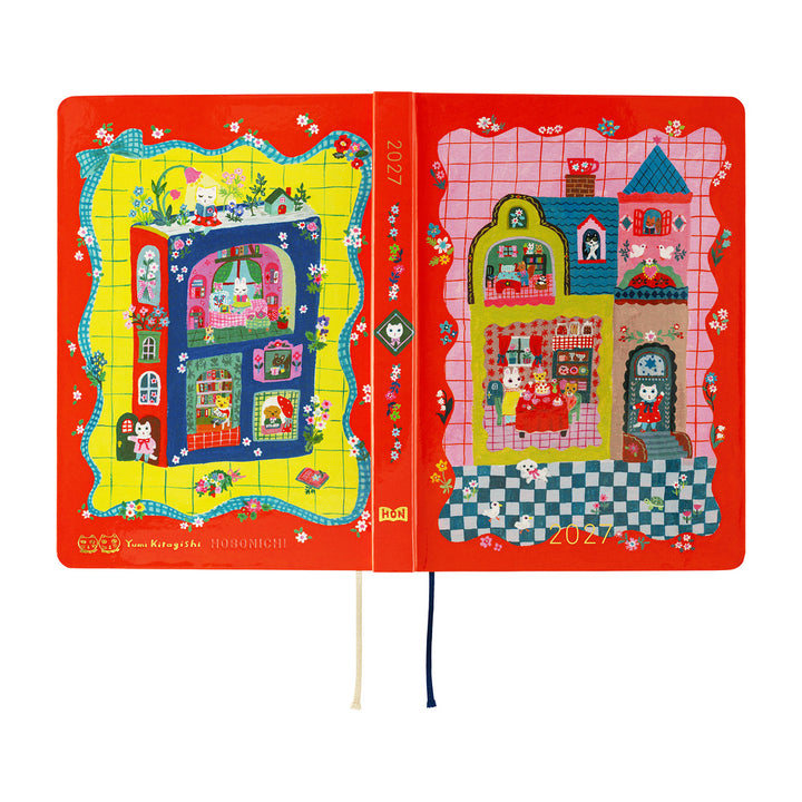 Hobonichi Techo 2027 - A6 HON Planner Book - Yumi Kitagishi: White Cat and Rabbit’s Tea Room - English/Jan Start/Mon Start