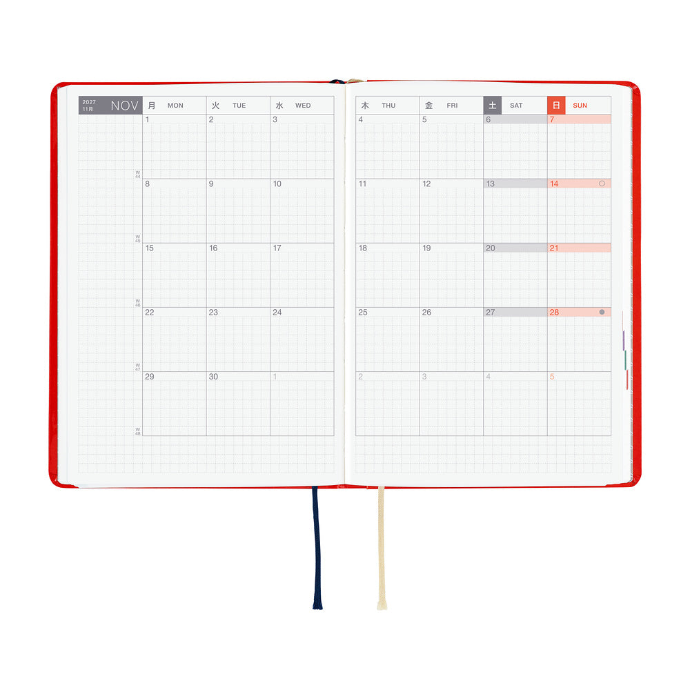 Hobonichi Techo 2027 - A6 HON Planner Book - Yumi Kitagishi: White Cat and Rabbit’s Tea Room - English/Jan Start/Mon Start