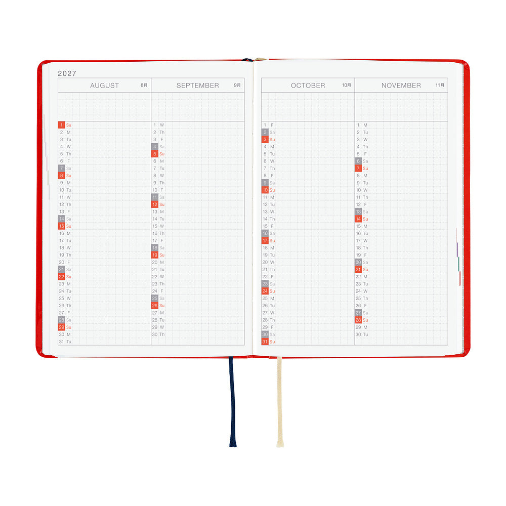 Hobonichi Techo 2027 - A6 HON Planner Book - Yumi Kitagishi: White Cat and Rabbit’s Tea Room - English/Jan Start/Mon Start